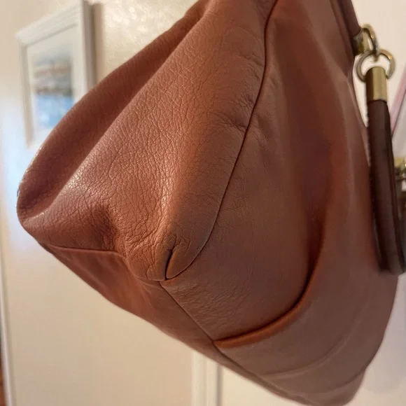 Coach Carrie Satchel in Cognac Leather with Gold Brass Accents - Picture 8 of 16